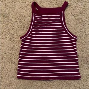 Striped burgundy halter crop top